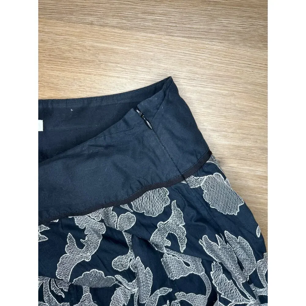 Nygard Collection Women’s 16 Skirt Black White Embroidered Tule Side Zip Lined